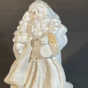 Vintage K's Collection Figurine of Santa Glitter Holding Christmas Tree (459)